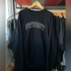 Embroidered Stüssy Black Long Sleeve (X-Large)